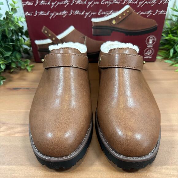 Kensie Women's Wrylie Tan Lined Clogs Size 9 - Picture 3 of 6